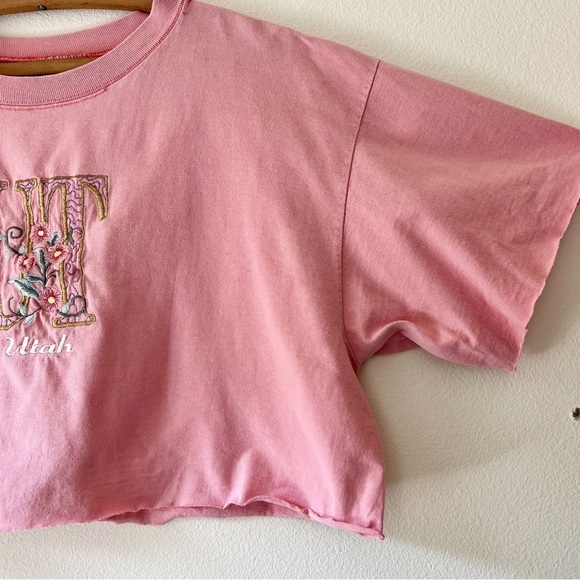 Vintage pink Utah embroidered cropped t-shirt‎ L/XL - Picture 3 of 5